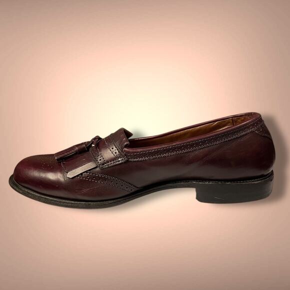 Men\'s ALLEN EDMONDS Bridgeton Dark Burgundy USA Made Tassel Loafers EUC main image 4